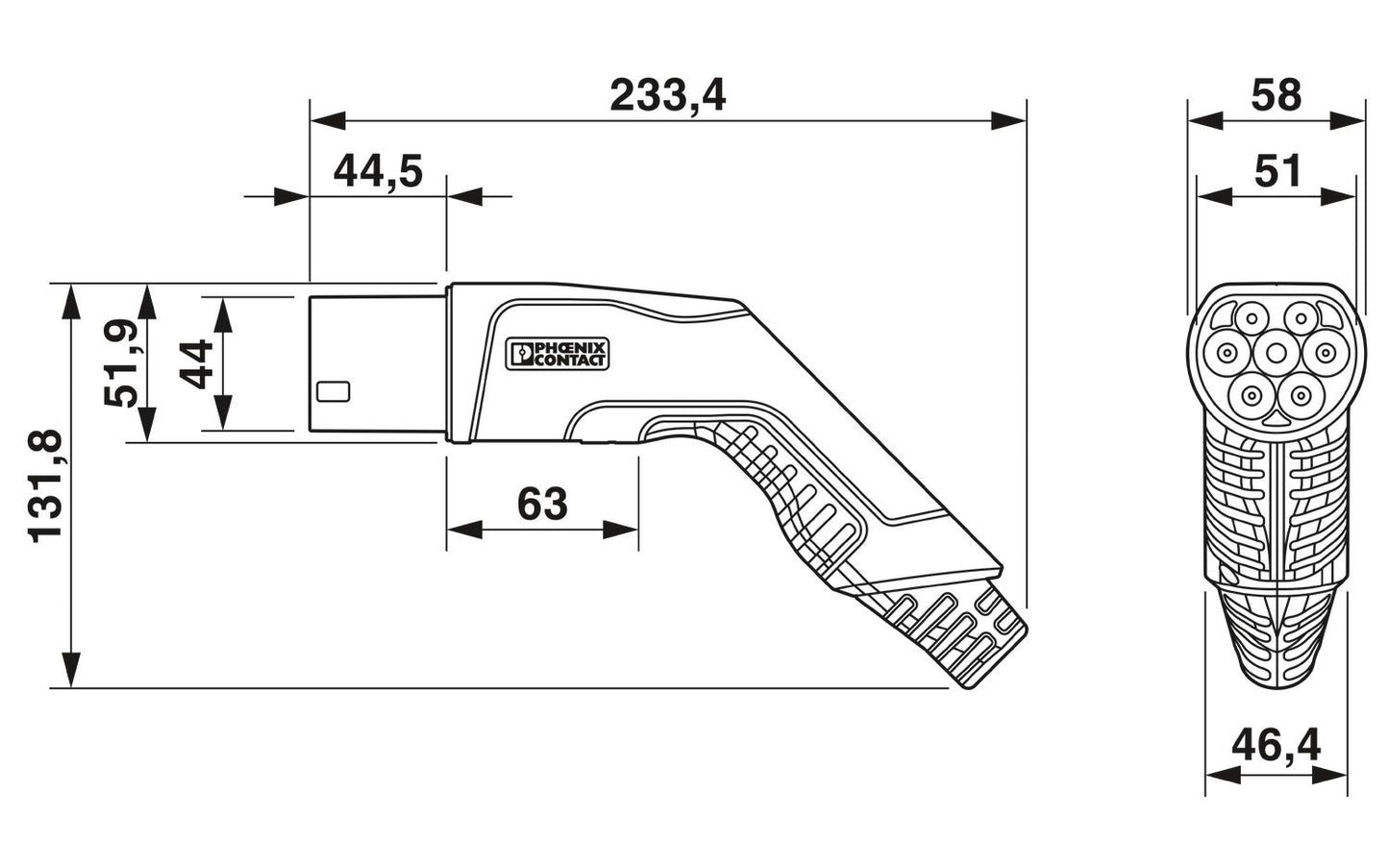 Type 1-Type 2 charging cable (Phoenix Contact, 20A, 7m)