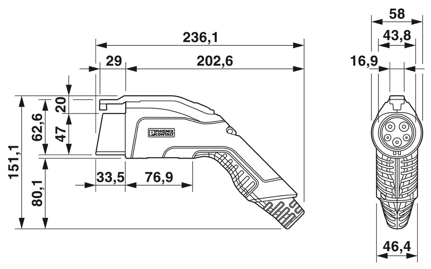 Type 1-Type 2 charging cable (Phoenix Contact, 20A, 7m)